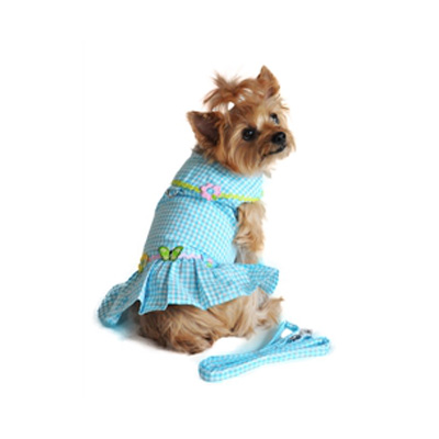 Doggie Design Cotton Blue Gingham Dress for Dogs