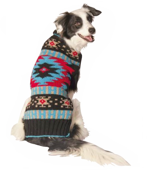 Chilly Dog Black Southwestern Shawl Dog Sweater
