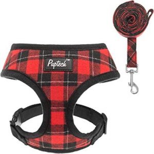 Puptech Soft Mesh Dog Red Plaid Harness