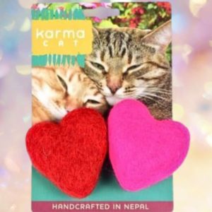 Karma Cat Natural Wool Hearts Cat Toy
