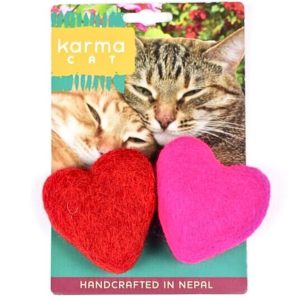 Karma Cat Natural Wool Hearts Cat Toy