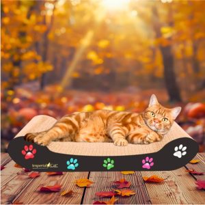 Imperial Cat Black Pawprints Scratch N’ Shape Lounge Cat Scratcher