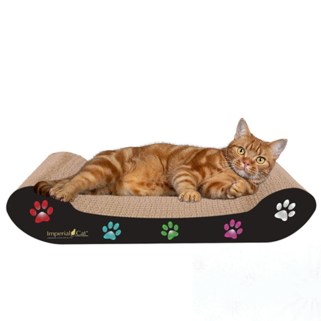 Imperial Cat Black Pawprints Scratch N’ Shape Lounge Cat Scratcher