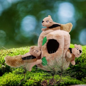 Outward Hound Medium Hide-A-Squirrel Puzzle Plush Squeaking Dog Toy