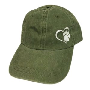 Heart Paw Print Pine Green Cotton Baseball Cap