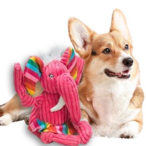 Hugglehounds Rainbow Elephant Knottie Dog Toy