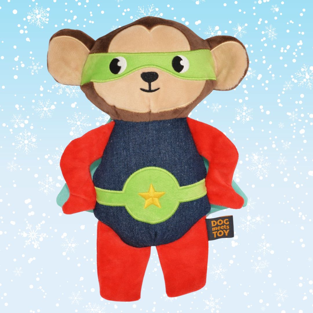 Dog Meets Toy Monkey