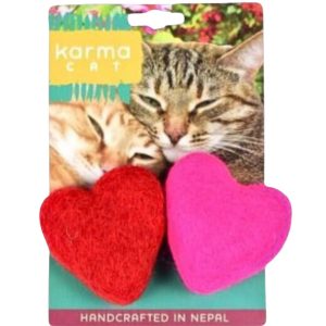 Karma Cat Natural Wool Hearts Cat Toy
