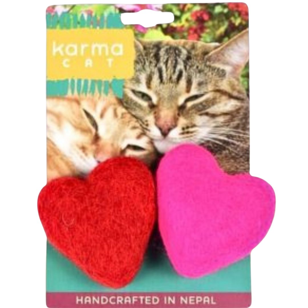 Karma Cat Natural Wool Hearts Cat Toy
