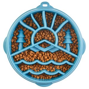 Outward Hound Fun Feeder Slo Dog Bowl Large Blue Mountain
