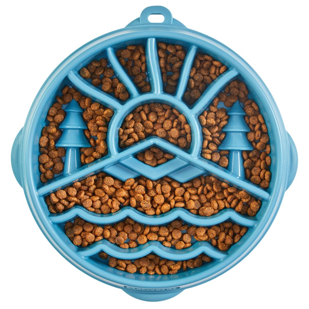 Outward Hound Fun Feeder Slo Dog Bowl Large Blue Mountain