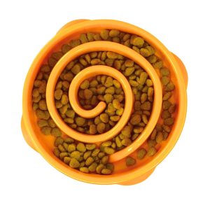 Outward Hound Fun Feeder Slo Dog Bowl Medium Orange Swirl