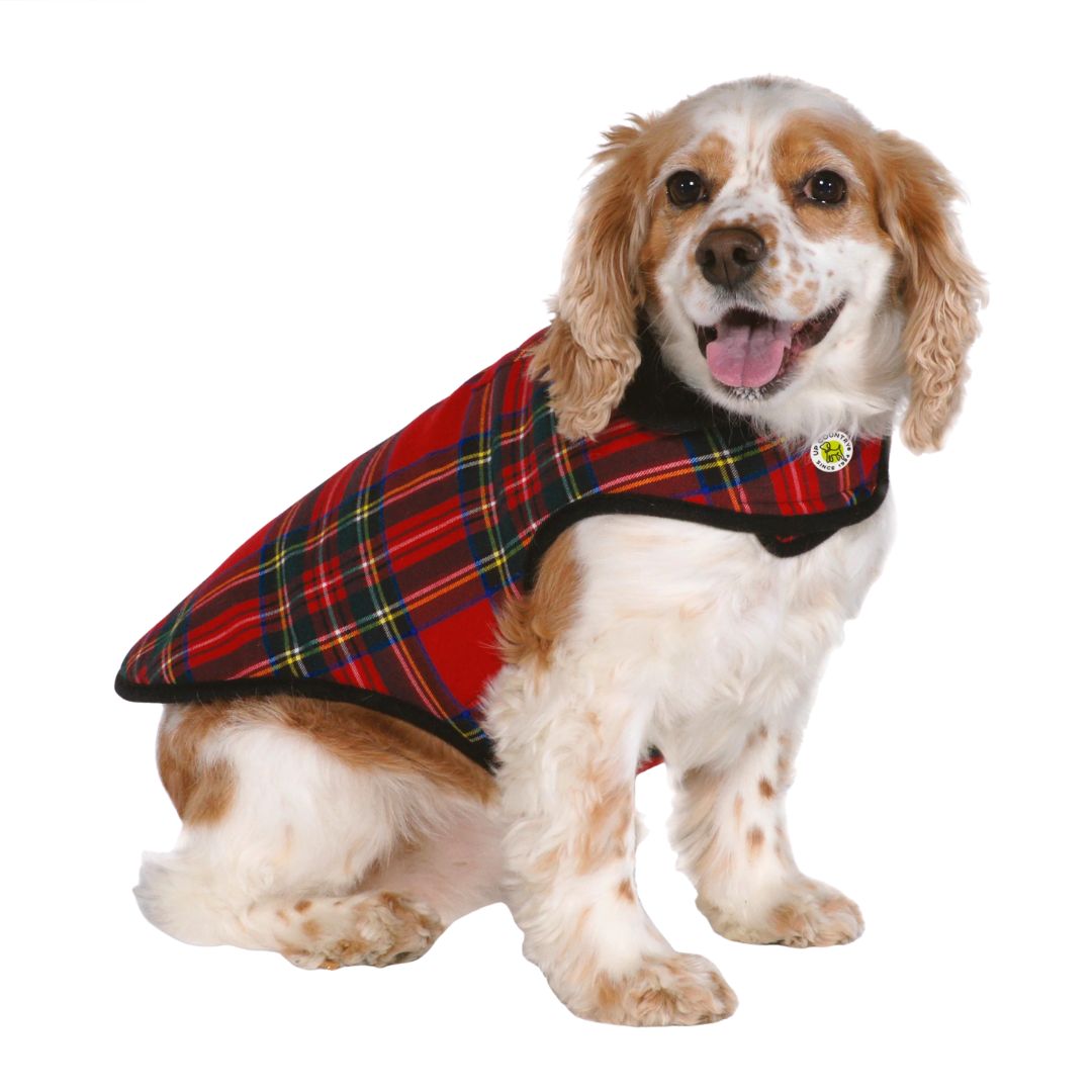 Up Country Red Plaid Fleece-Lined Dog Coat
