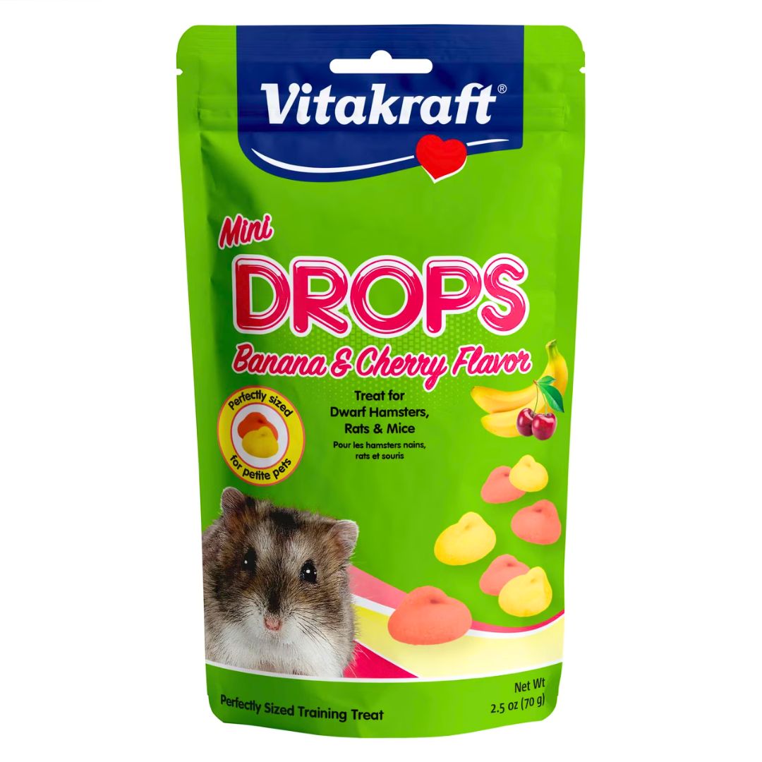 Vitakraft Mini Drops Banana and Cherry Flavor Small Pet Treat